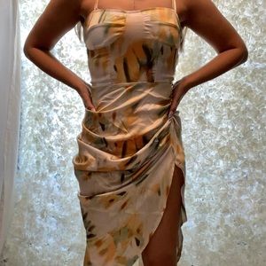 High Slit Ruched Dress